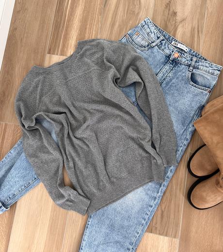 Základný šedý svetrík, h&m,s