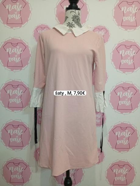 Ružove šaty s viazaním a golierikom, m