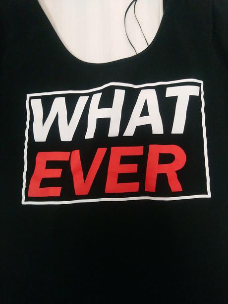 Dámsky elastický čierny top s nápisom, h&m, m, h&m,m