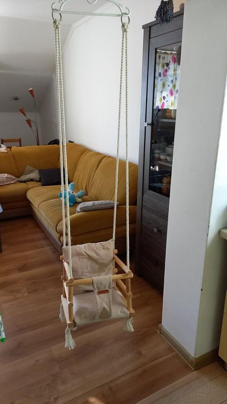 Detská drevená hojdačka s vankúšikmi, 