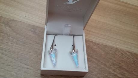 Náušnice swarovski strieborné trojuholniky, 