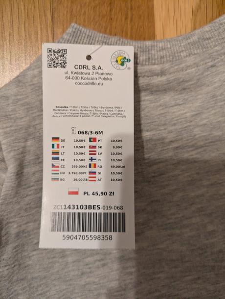 Tričko s dlhým rukávom coccodrillo, coccodrillo,68