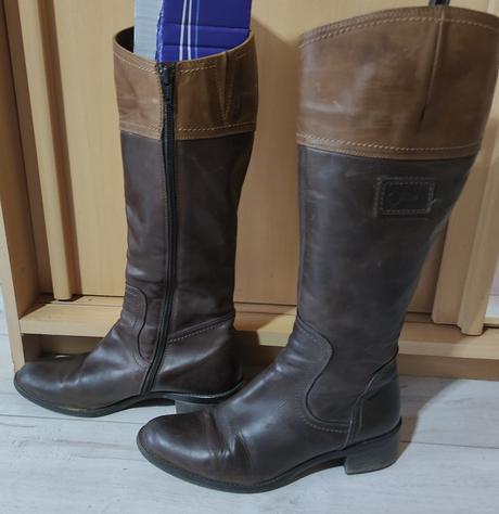 Hnede kožene čižmy donna karolina, 37