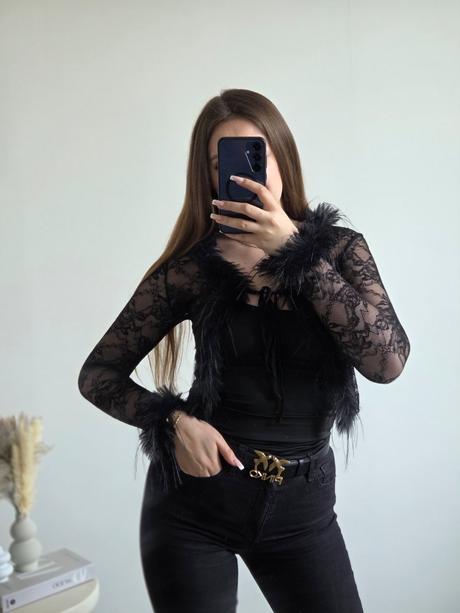 Čierne čipkované bolero s, s