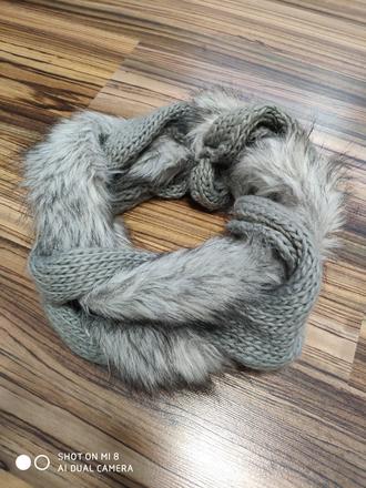 Kožušinový/pletený jemný šál,