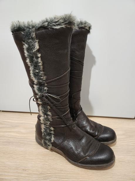 Kožené tmavohnedé čižmy 37, 37