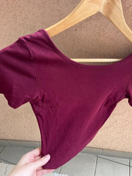 Bordový crop top stradivarius xs/s, stradivarius,s