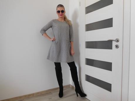 Šaty úpletové jemné kocky, s/m, s