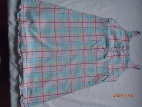 Letné šaty karované na ramienka, pinkie,110