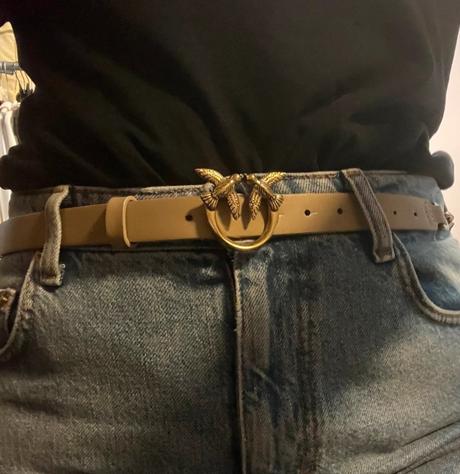 Pinko luxusný kožený opasok m-l, pinko