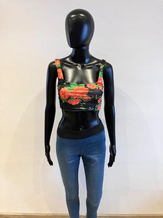 Kvetovaný croptop bershka (xs), bershka,xs