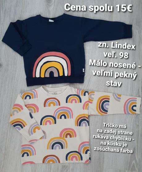 Mikina + tričko dúhy, zn. lindex, veľ. 98, lindex,98