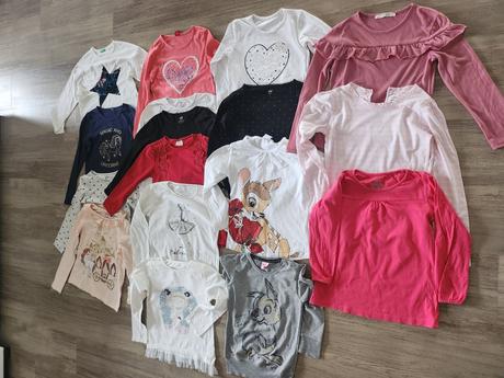 Balík tričiek s dlhým rukávom 17ks, 122–134