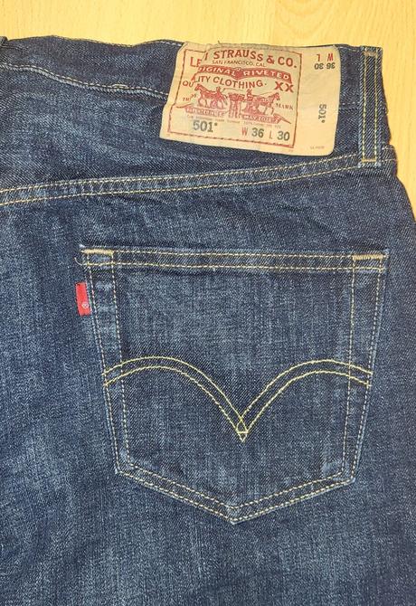 Nenosené rifle levis 501, w36/l30, john lewis,l