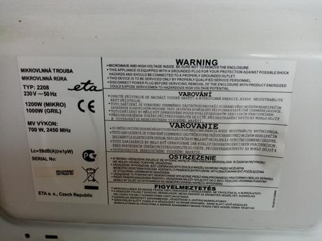 Mikrovlnná rúra eta klasico, eta