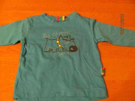 Tyrkysový svetrík s motívom psíka veľ. 86, loap,86