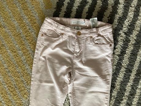 Skinny bledoružové nohavice, h&m,146