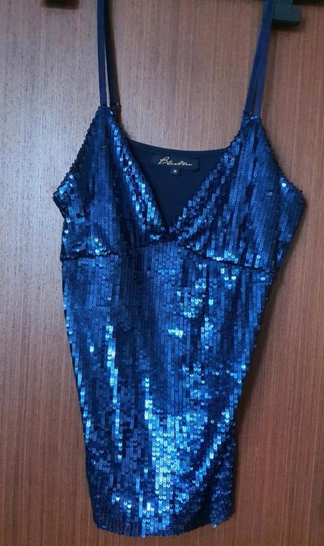 Flitrový top modrý, m