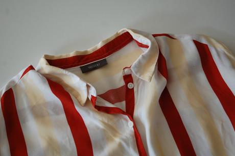 Štýlová oversize košeľa s červenými pruhmi, yessica,m