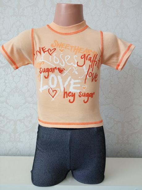 Dievčenské broskyňové tričko s nápismi (86), 86