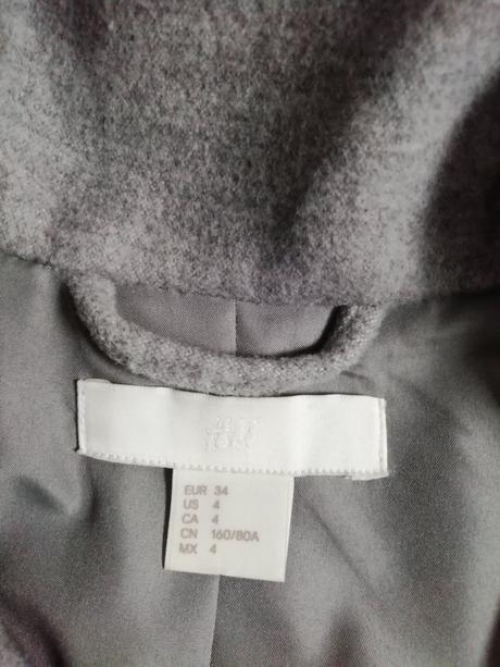 Sivý kabát, h&m,34