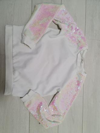 Mikina s flitrovymi rukavmi, h&m,158