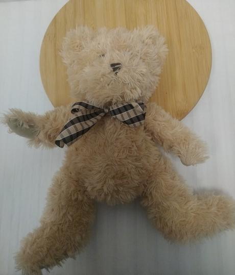 Plyšový hnedý medveď s mašlou, smyki, 32 cm, 