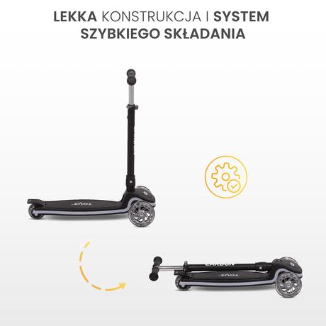 Toyz detská balančná kolobežka carbon so svetelným,