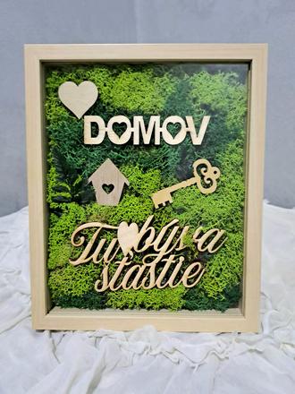 Machový rámček domov, prírodný,