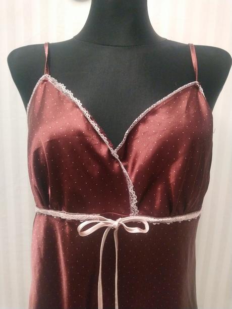 Bordovo hnedá nočná košeľa na ramienka, skir, s, s