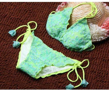 Cipkovane zelene bikiny beach plavky vel.s/m, m / s