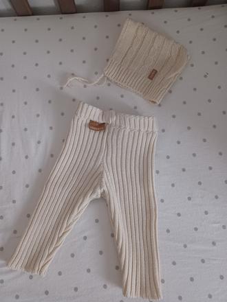 Béžové pletené kamaše s čiapočkou, 68