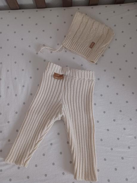 Béžové pletené kamaše s čiapočkou, 68