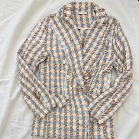 Tvídové sako s kockovaným vzorom, s