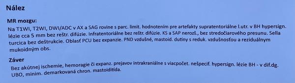 Popis záveru MR mozgu