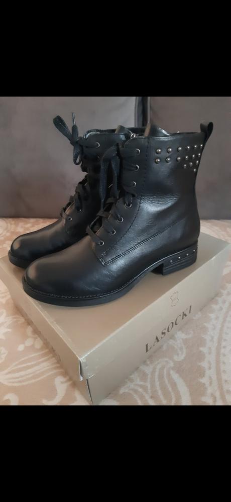 Čierne kožené čižmyčky 38, lasocki,38