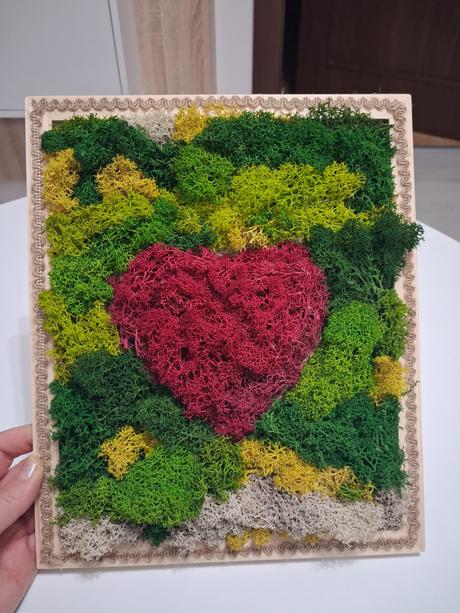 Machový obraz srdce, 