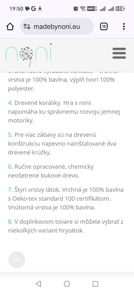 Bavlnená hojdačka noni,