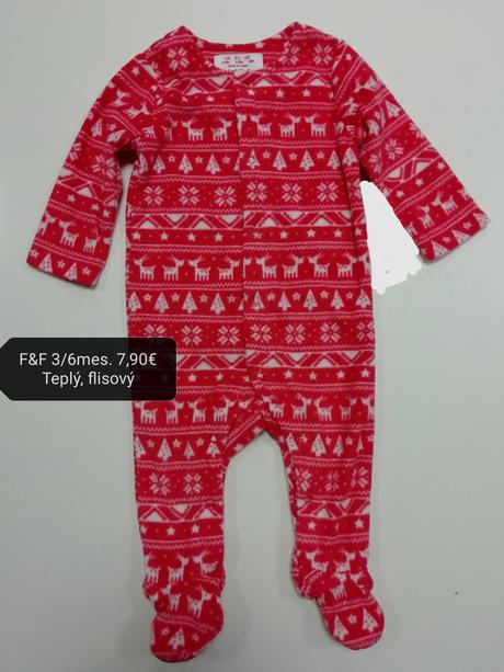 Flisový teplejší overal dupačky vianočné, f&f,68