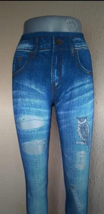 Legíny dlhé, džínsový deravý vzhľad, veľkosť l, l / xl