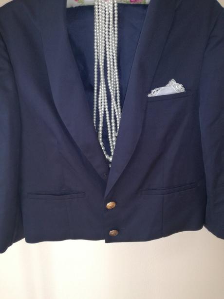 Tmavomodre vintage/retro sako do pasa, m