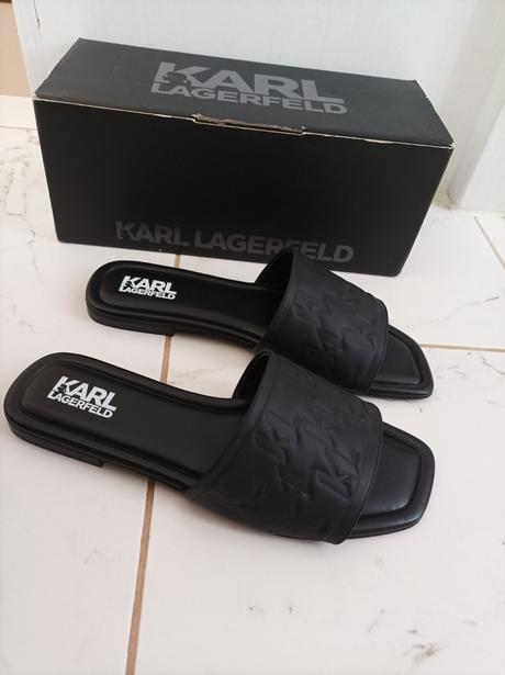 Kožené čierne šľapky karl lagerfeld 40, karl lagerfeld,40