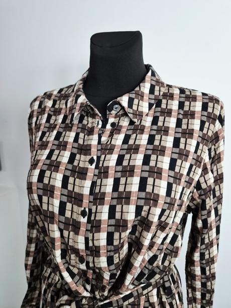 Nové kárované košeľové šaty .object s opaskom, 42 / xl