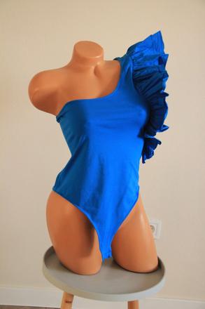 Modrý body top na jedno rameno, zara, zara,m