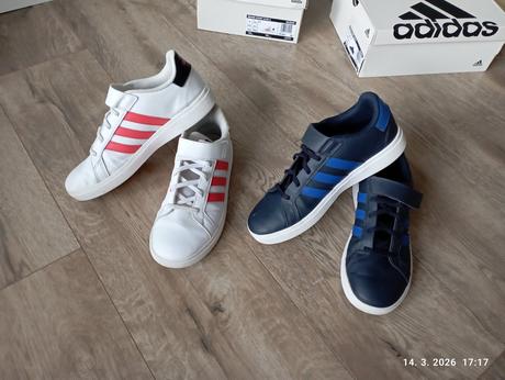 Tenisky biele + modré (už s poštovným), adidas,37
