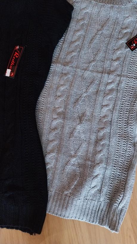 Sedy a cierny sveter s visackou xl/xxl, xl / xxl