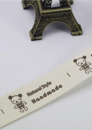 Bavlnená stuha s nápisom handmade,