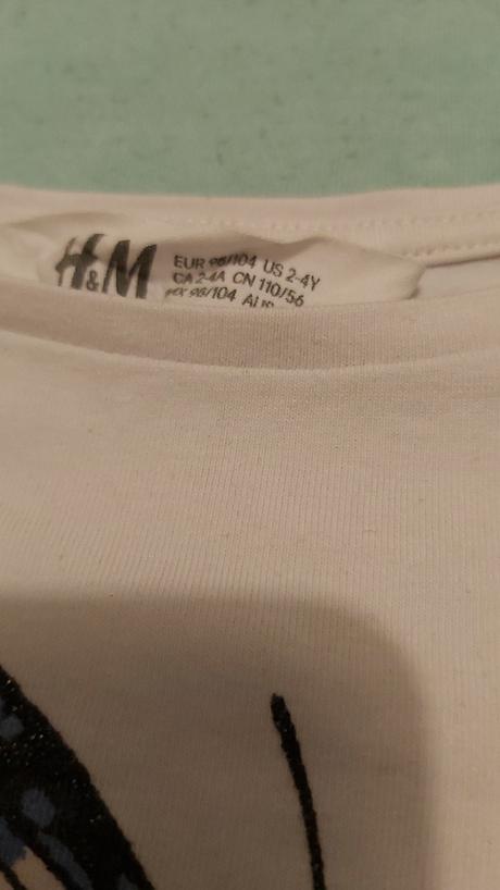 Tričko modré motýle h&m 98/104, h&m,98