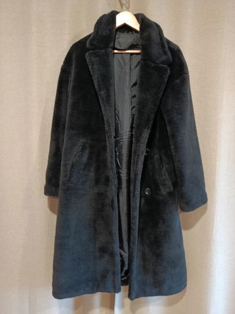 Kožuch-teddy čierny dlhý, m-l, ako nový, m