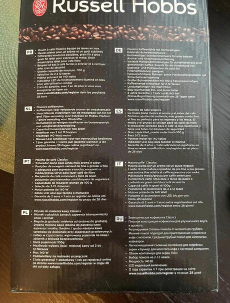 Mlynček na kávu russell hobbs, 